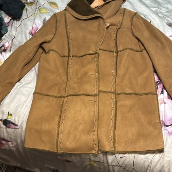 Dennis Basso Coat | Faux Suede Brown Button Up Coat | size 1X - Picture 2 of 8